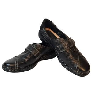 Wide Width Loafers Earth Origins Evelyn Size 7W Black Leather Monk Strap Flats